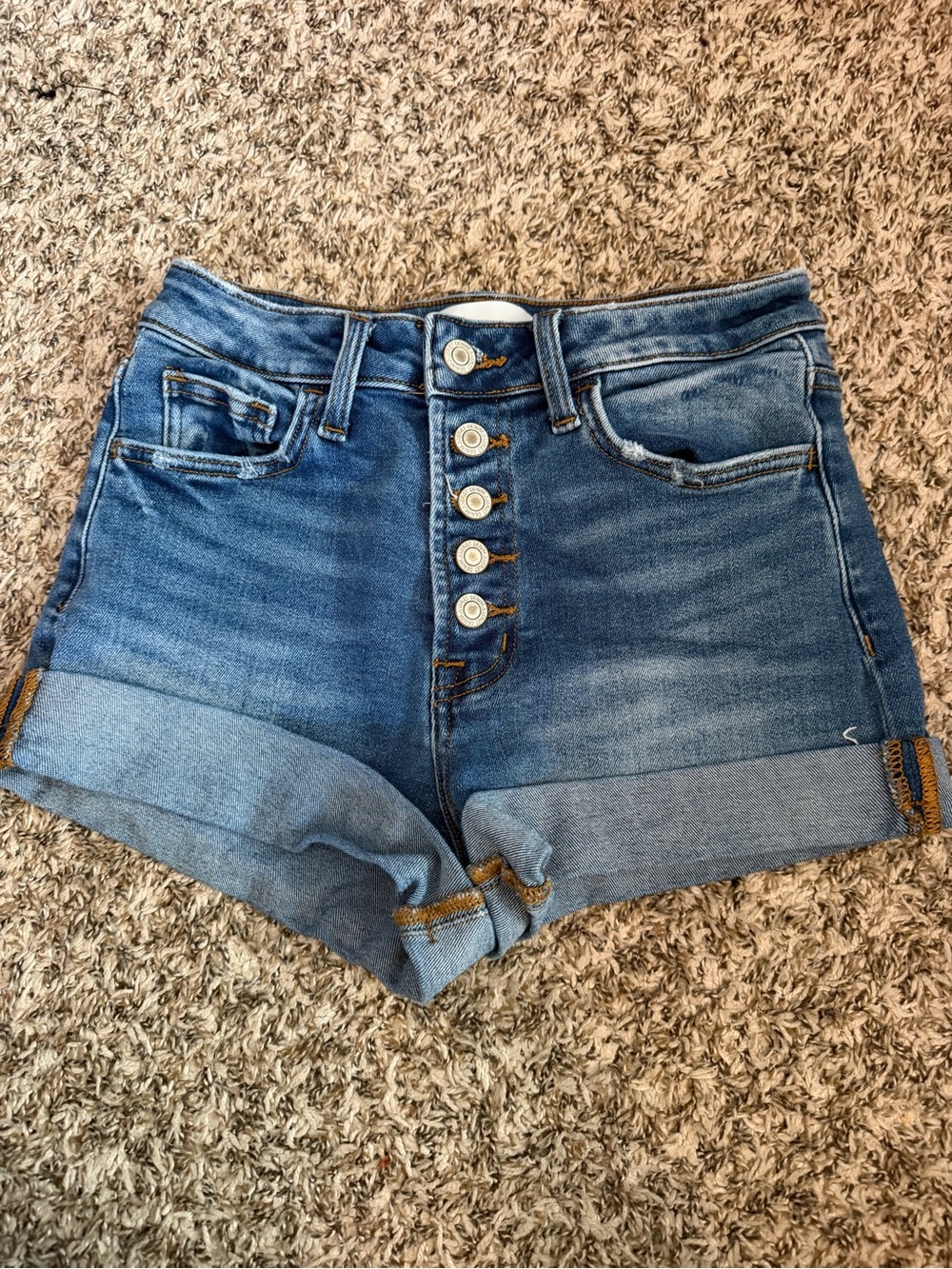 Vervet Button-Fly Denim Shorts - Blue